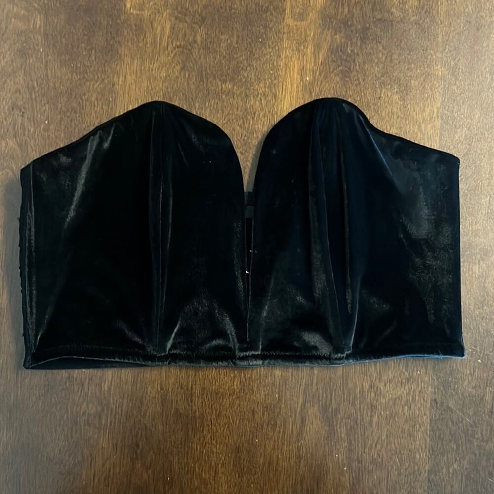 Victoria's Secret Dream Angels Boutiste Black Velour Strapless V Cut Top Large